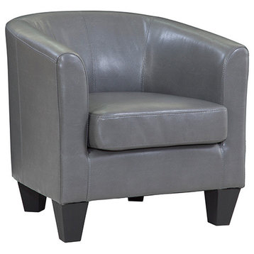 Grafton Home Enzo Upholstered Barrel Chair, Charcoal Grey Faux Leather
