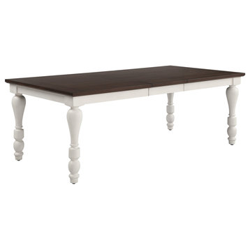 Wood Two-tone Dining Table, White and Dark Cocoa