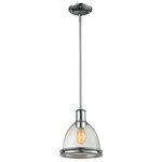 Z-Lite - Mason 1 Light Mini Pendant, Chrome - The simple vintage design of the Mason family is a warm welcome to any style in your home. Available in bronze, olde bronze, brushed nickel and chrome finishes. 13? pendants with metal and matte opal shades include a frosted glass diffuser.