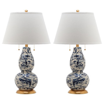 Safavieh Color Swirls Glass Table Lamps, Navy, 28"H, Set of 2