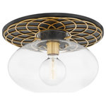 Hudson Valley Lighting - New Paltz 1-Light Semi Flush Aged Old Bronze - New Paltz gives the traditional ceiling medallion a modern makeover. The beautiful finish and intricate design of the metal baseplate in Aged Brass or Aged Old Bronze combine with the smooth, updated shape of the clear glass shade to give the ceiling medallion a fresh, new look.