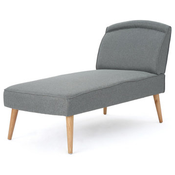 GDF Studio Jolie Mid Century Modern Fabric Chaise Lounge, Slate Gray