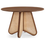 Meridian Furniture - Butterfly Dining Table, Walnut Finish - Give your dining space a traditional makeover with this Butterfly dining table from Meridian Furniture. Its solid rubber wood frame features a sleek walnut finish that complements the dining chairs. Its natural cane base is reminiscent of a mid-century design, so you can relax in style as you dine, and making this piece right at home in any living space.