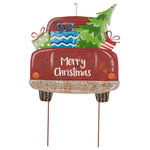 Glitzhome,LLC - 31.89" Rusty Metal Christmas Truck Yard Stake - Style a fun entrance for party guests with the Christmas truck lawn decorations. These reusable ornaments are printed on durable plastic with a weather-resistant ink so they are perfect for outdoor use while celebrating your Christmas party. Use the included stakes to line your driveway or walkway with Christmas yard signs so your friends, family and neighbors can enjoy these yard decorations.