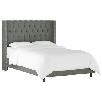 Monarch Twin Tufted Wingback Bed, Zuma Charcoal