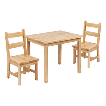 Flash Furniture 3 Piece Solid Hardwood Kids Table and Chair Set in Natural
