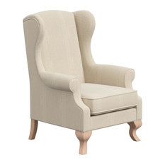 Pullman Transitional Natural Linen Wingback Armchair