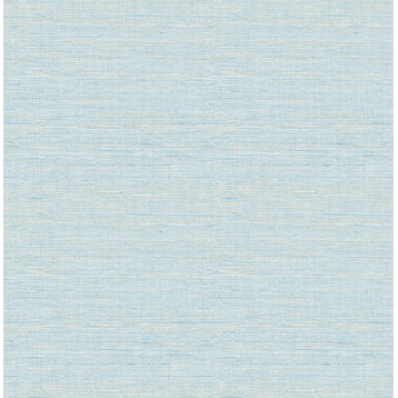 Agave Blue Faux Grasscloth Wallpaper, Swatch