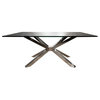 Star International Ritz Mantis Rectangular Table, Crackled Clear Glass Top