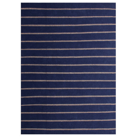 Navy Striped Handwoven Jute Area Rug, 5'x7'9"