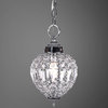 1 Light Beaded Crystal Mini Pendant Light in Chrome Finish With Clear Crystal
