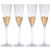 Zodax 11.25-Inch Tall Zalli Champagne Flute - with Gold Rim - Set of 6