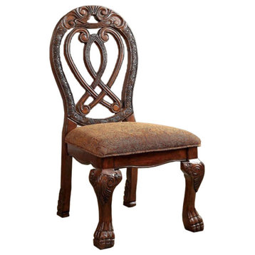 Benzara Wyndmere Traditional Side Chair, Set Of 2, Cherry