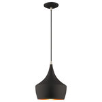Livex Lighting - Livex Lighting 41186-04 Metal Shade - 9.5" One Light Mini Pendant - The distinctive shape of this White mini pendant mMetal Shade 9.5" One Black Black Metal/Go *UL Approved: YES Energy Star Qualified: n/a ADA Certified: n/a  *Number of Lights: Lamp: 1-*Wattage:60w Medium Base bulb(s) *Bulb Included:No *Bulb Type:Medium Base *Finish Type:Black