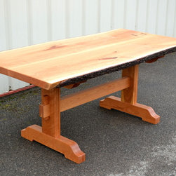 Live Edge Cherry Dining Table with Trestle Base - Dining Tables