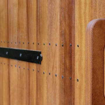 Up close with a handmade hardwood garage door