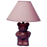 Ore International - 13"H Ceramic Teddy Bear Table Lamp, Pink - Adds delight to a child’s room with teddy bear design