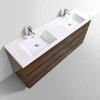 Moa Double Sink Bathroom Vanity With 6 Drawers, Rosewood, 72"