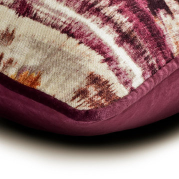 Purple Cotton 12"x24" Lumbar Pillow Cover, Ikat and Printed Ikat Rhythm