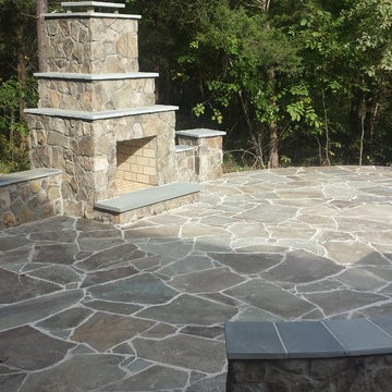 Pennsylvania Irregular Flagstone patio with custom fireplace