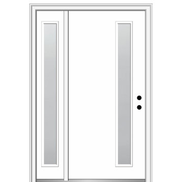 50"x80" 1 Lite Frosted Left-Hand Inswing Primed Fiberglass Door, 4-9/16"