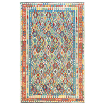 Colorful, Pure Wool Hand Woven, Afghan Kilim Oversized Rug, 10'5"x16'4"