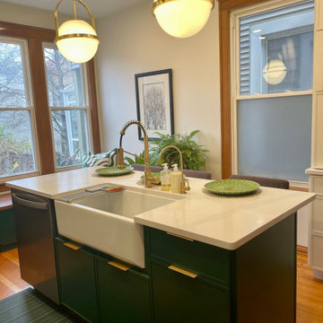 Alternate view of gorgeous island with Eternal Calacatta countertop from Silesto