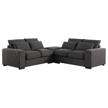 123.24'' Fabric Square Arm Modular Reversible Sectional Sofa & Ottoman-Dark Gray