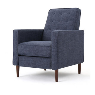 Macedonia Mid Century Modern Tufted Back Fabric Recliner