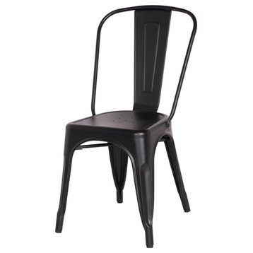 Pemberly Row Modern 17.5" Metal Side Chair in Black (Set of 4)