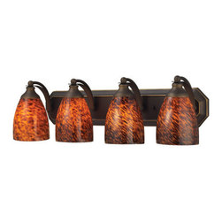 Elk Lighting - Elk Lighting 570-4B-ES 4 Light Vanity in Aged Bronze & Espresso Glass - Bathroom Vanity Lighting