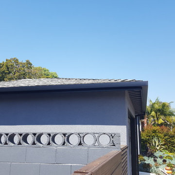 Black Gutters and Downspouts Contemporary Home, West Los Angeles