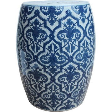 Garden Stool Floral Backless Blue Colors May Vary White Variable