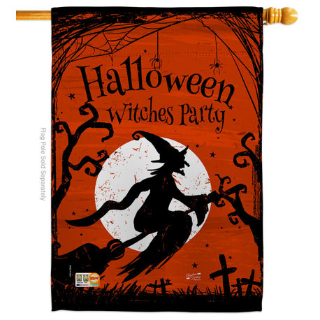 Witches Party Fall Halloween House Flag