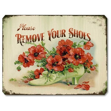 Vintage-Style Victorian Remove Shoes Sign
