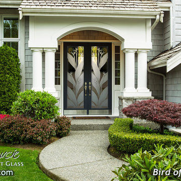 Bird of Paradise 3D Glass Front Doors - Exterior Glass Doors - Glass Entry Doors