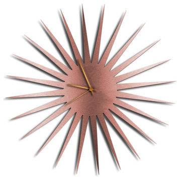MCM Starburst Clock, Copper Wall Decor, Bronze