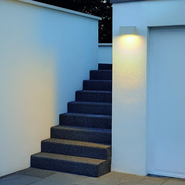 Theos 101 E26 Outdoor Wall Lamp, White Finish with Satin Shade