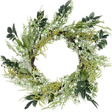 Multifarious Leaves 12" Spring Artificial Wreath Shades of Green