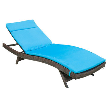 GDF Studio Lakeport Outdoor Adjustable Chaise Lounge Chair, Blue