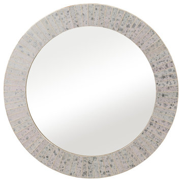Sagebrook Home Contemporary Porcelain Round Tiled Mirror With Gold 17387