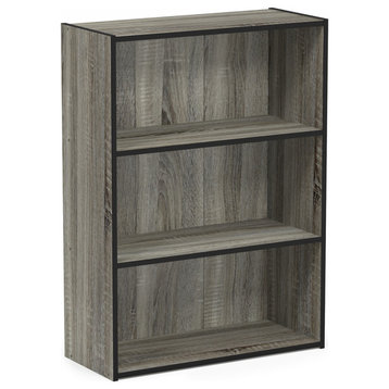 Furinno Pasir 3-Tier Open Shelf Bookcase, French Oak Gray, 11208GYW