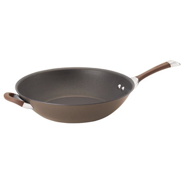 Symmetry Chocolate Hard-Anodized Nonstick 14" Stir Fry With Helper Handle