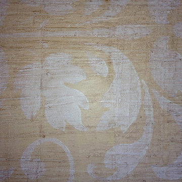 Sample Boards: A damask pattern with a melted wax coat creating authentic old wo