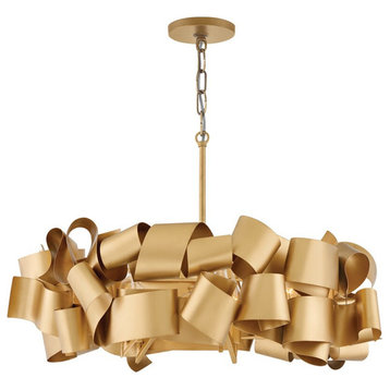Postmodern Grey/Gold Iron Chandelier For Living Room, Dining Room, Copper, 23.6"