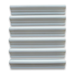 Stone Center Online - Thassos White 2 x 12 Chair Rail Bullnose Trim Molding Polished - Accent Trim And Border Tile