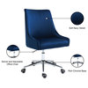 Karina Swivel and Adjustable Velvet Upholstered Office Chair, Navy, Chrome Base