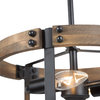 LNC Farmhouse 2-Light Matte Black Drum Cage Chandelier With Distressed Wood