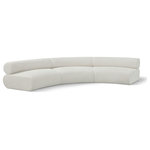 Meridian Furniture - Bale Cream Chenille Fabric Modular Sofa, Cream, 3-Piece, Arc Shaped - Experience the perfect fusion of style and coziness with this Bale cream chenille fabric modular sofa, a standout piece from the Bale collection. A seamless combination of form and function, this sofa offers an inviting place to relax and curl up with a good book. Its luscious soft cream chenille upholstery exudes sophistication and provides unrivaled comfort. The sofa's upholstery has a cross-hatched design for a unique texture, adding to its aesthetic beauty in the living room, study, or lounge.