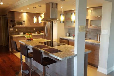 Example of a minimalist kitchen design in Toronto